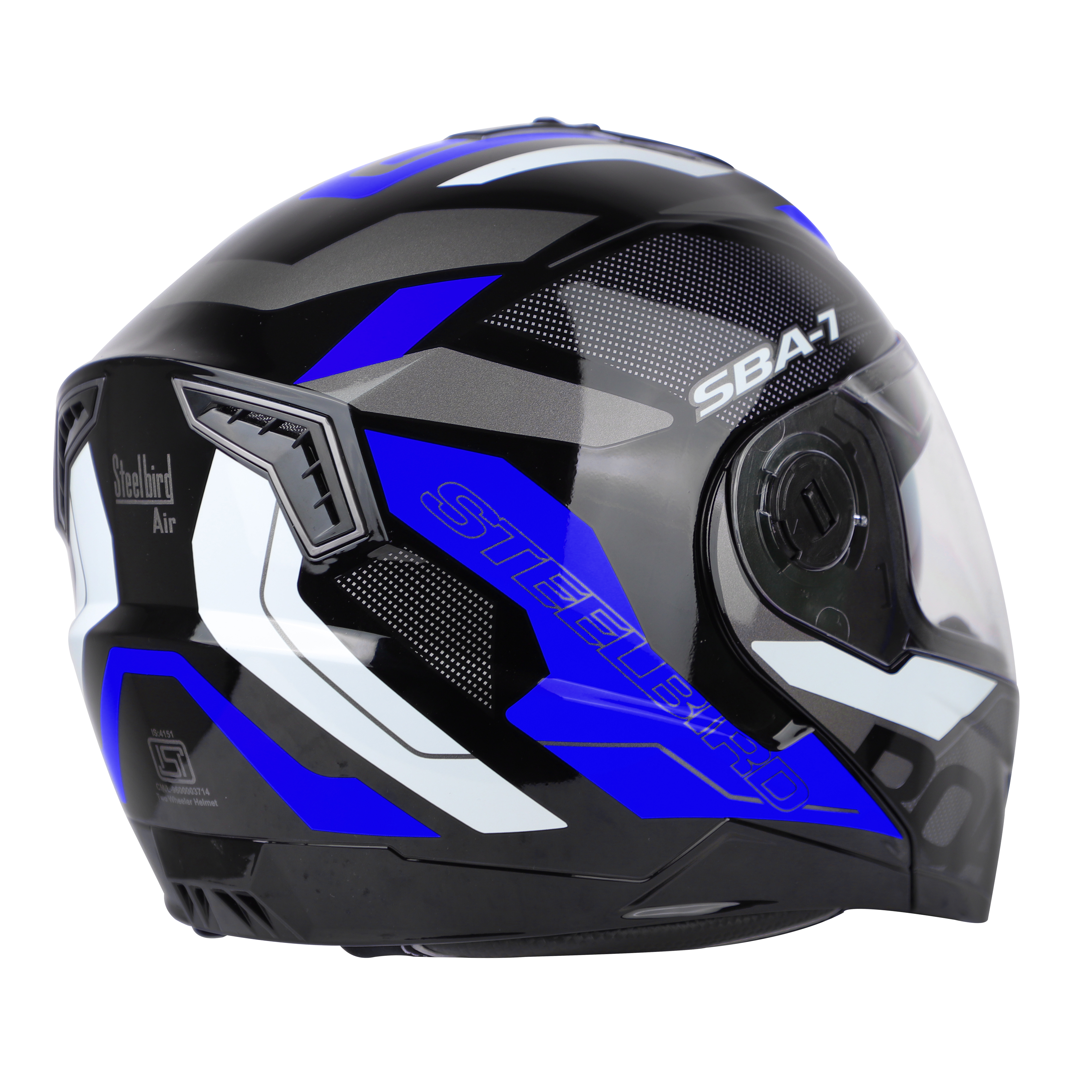 SBA-7 ROAD GLOSSY  BLACK WITH BLUE (WITH INNER SUNSHIELD)