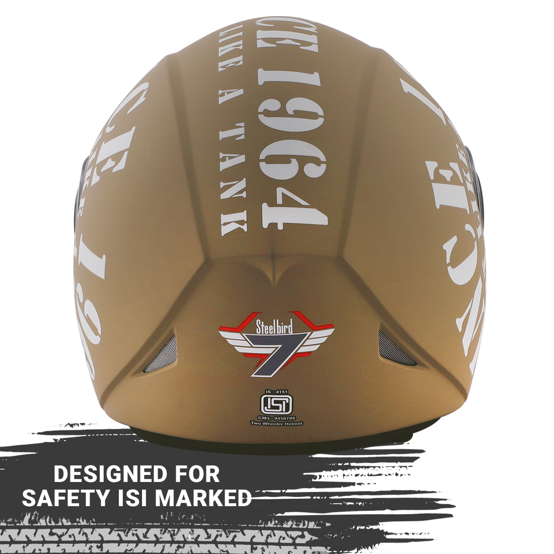 Steelbird SB-43 Yoyo Tank Open Face Graphic Helmet (Matt Desert Storm White With Clear Visor)