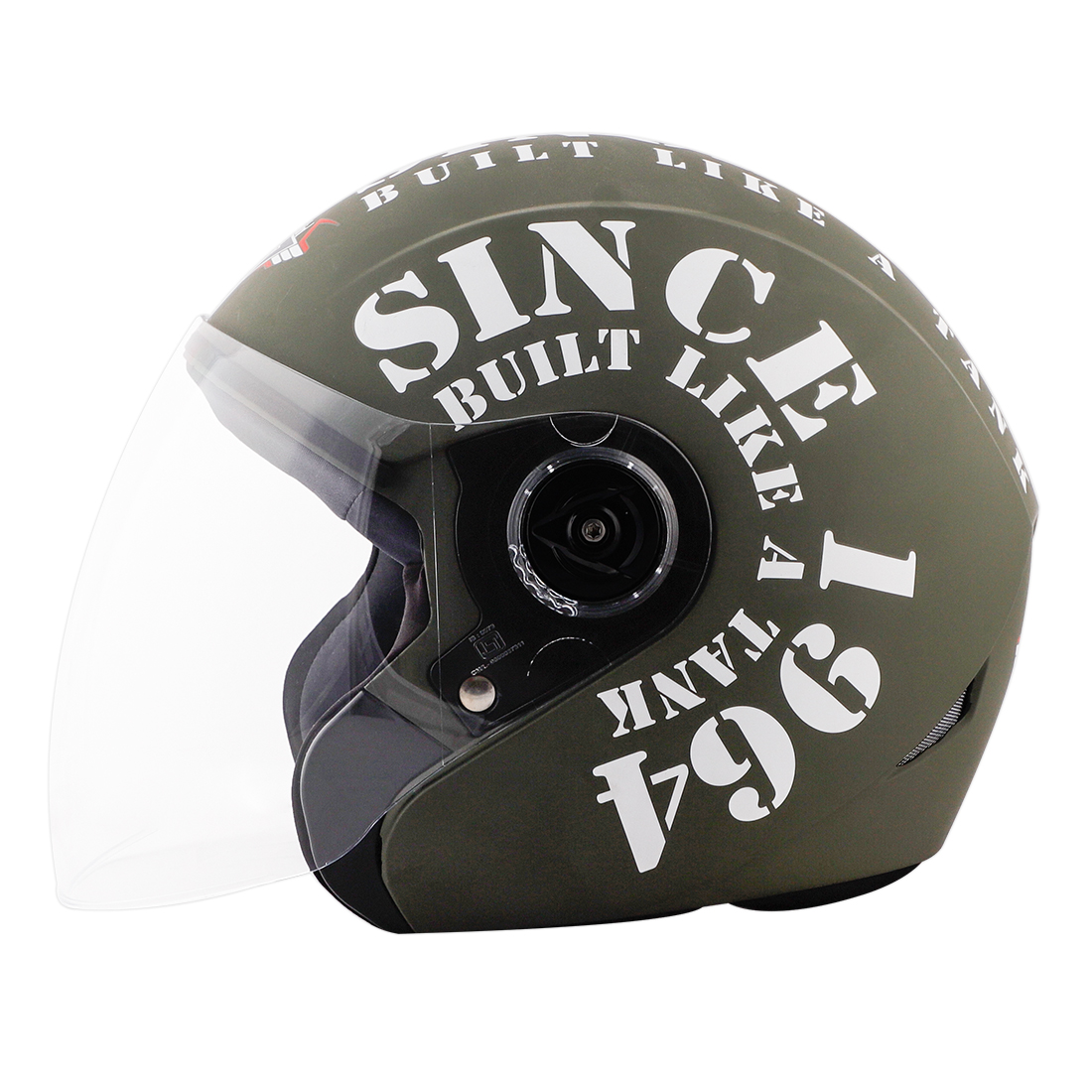 Steelbird SB-43 Yoyo Tank Open Face Graphic Helmet (Matt Battle Green White With Clear Visor)