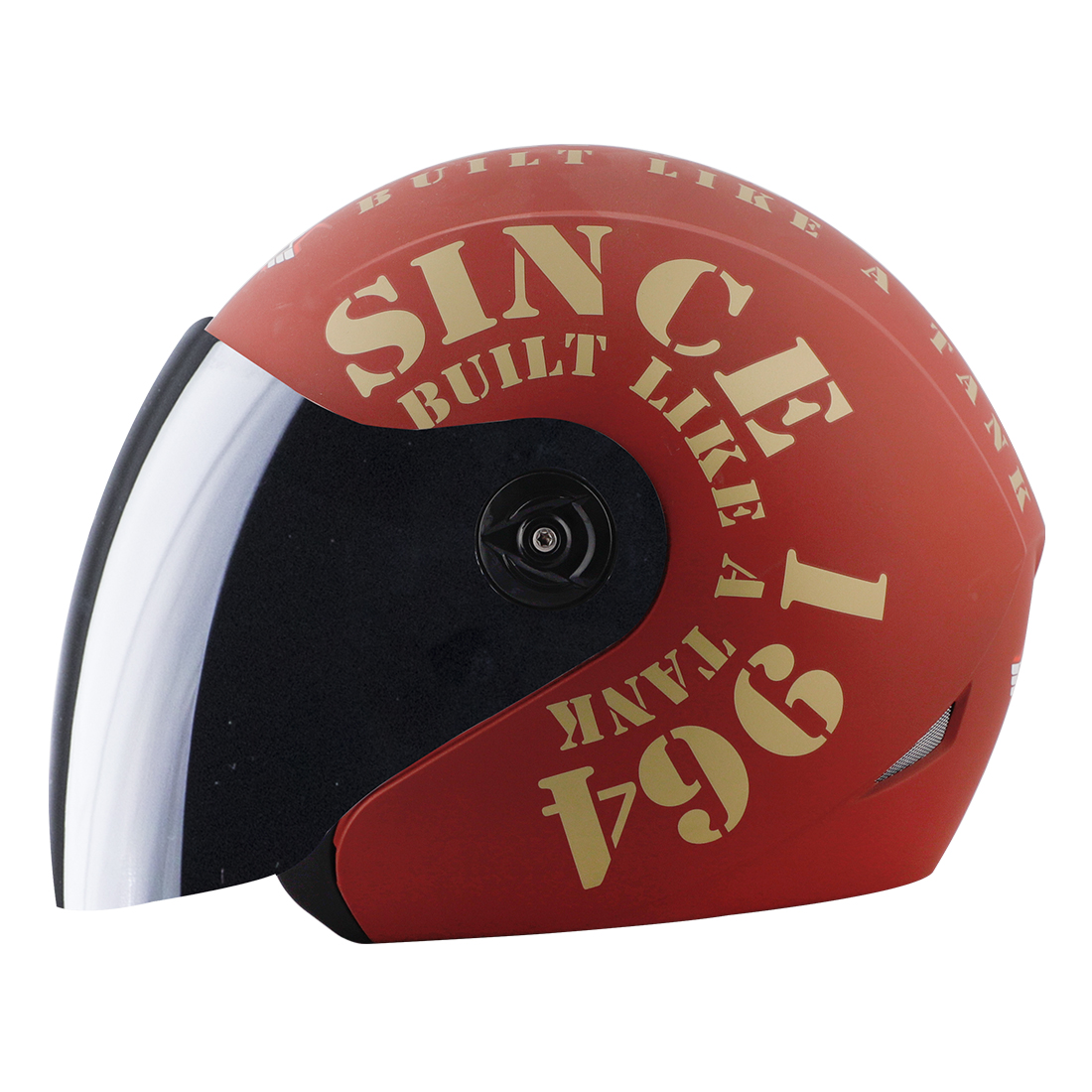 Steelbird SB-43 Yoyo Tank Open Face Graphic Helmet (Matt Maroon Gold With Smoke Visor)