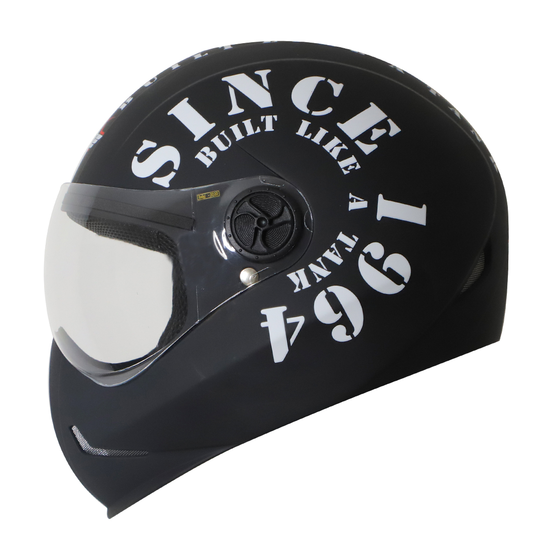 Steelbird SB-50 Adonis Tank Full Face Graphic Helmet Motorbike Helmet (Matt Black White with Clear Visor)