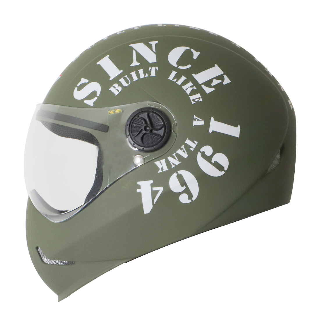 Steelbird SB-50 Adonis Tank Full Face Graphic Helmet Motorbike Helmet (Matt Battle Green White With Clear Visor)