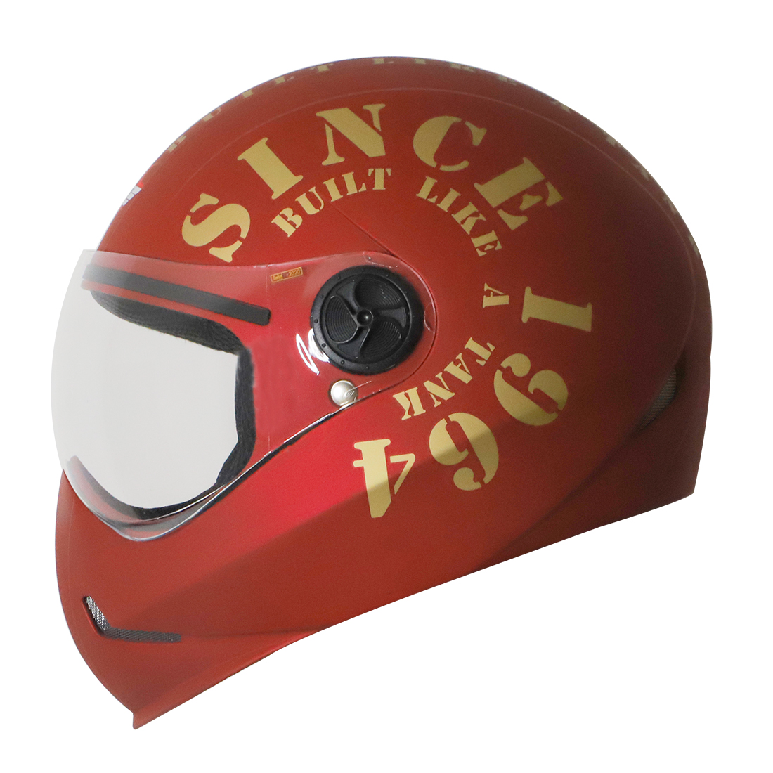 Steelbird SB-50 Adonis Tank Full Face Graphic Helmet Motorbike Helmet (Matt Maroon Gold With Clear Visor)