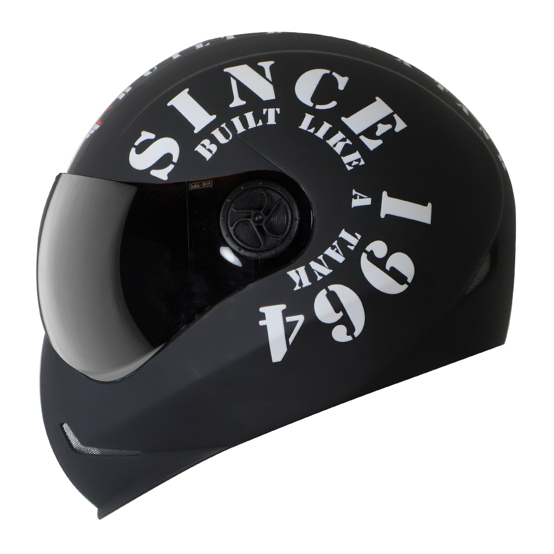 Steelbird SB-50 Adonis Tank Full Face Graphic Helmet Motorbike Helmet (Matt Black White With Smoke Visor)