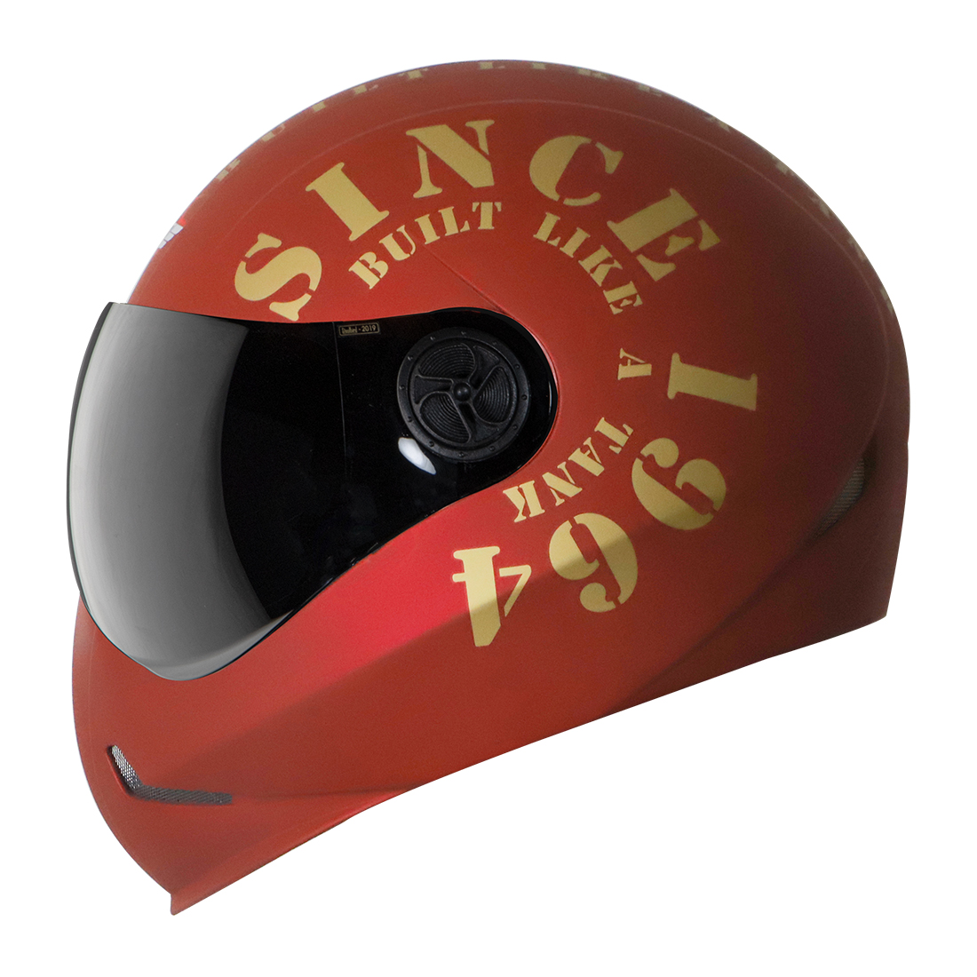 Steelbird SB-50 Adonis Tank Full Face Graphic Helmet Motorbike Helmet (Matt Maroon Gold With Smoke Visor)