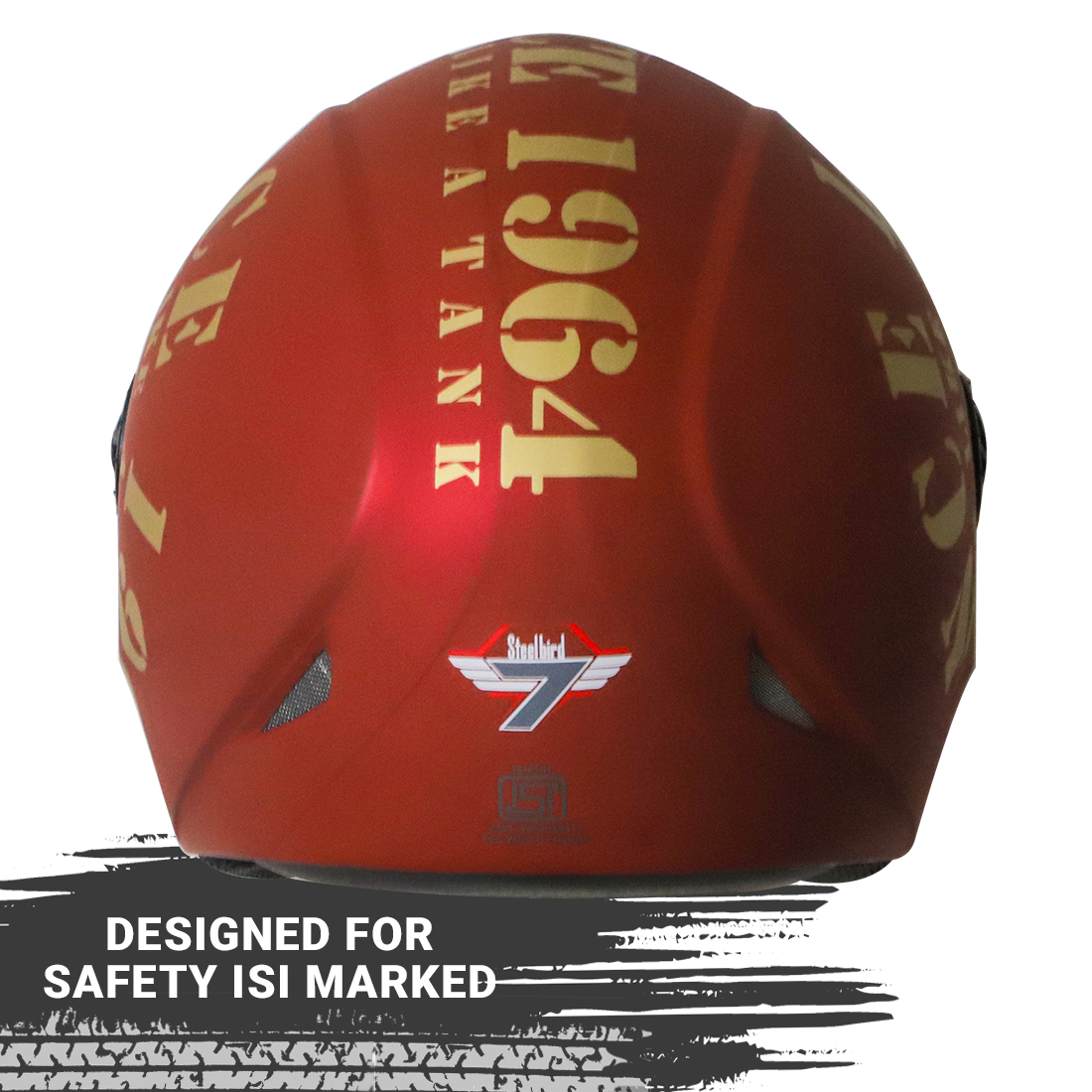 Steelbird SB-50 Adonis Tank Full Face Graphic Helmet Motorbike Helmet (Matt Maroon Gold With Smoke Visor)