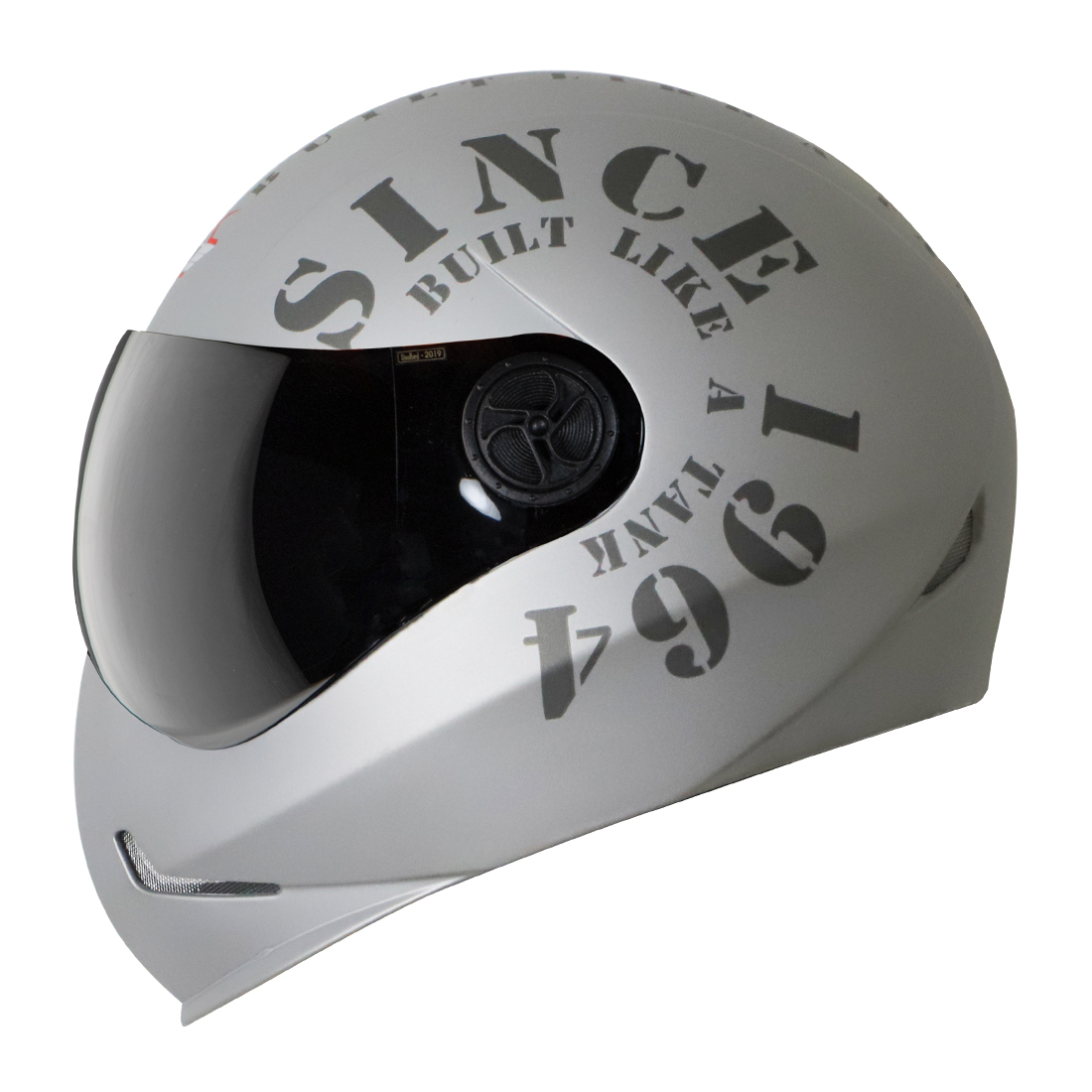 Steelbird SB-50 Adonis Tank Full Face Graphic Helmet Motorbike Helmet (Matt Silver Grey With Smoke Visor)