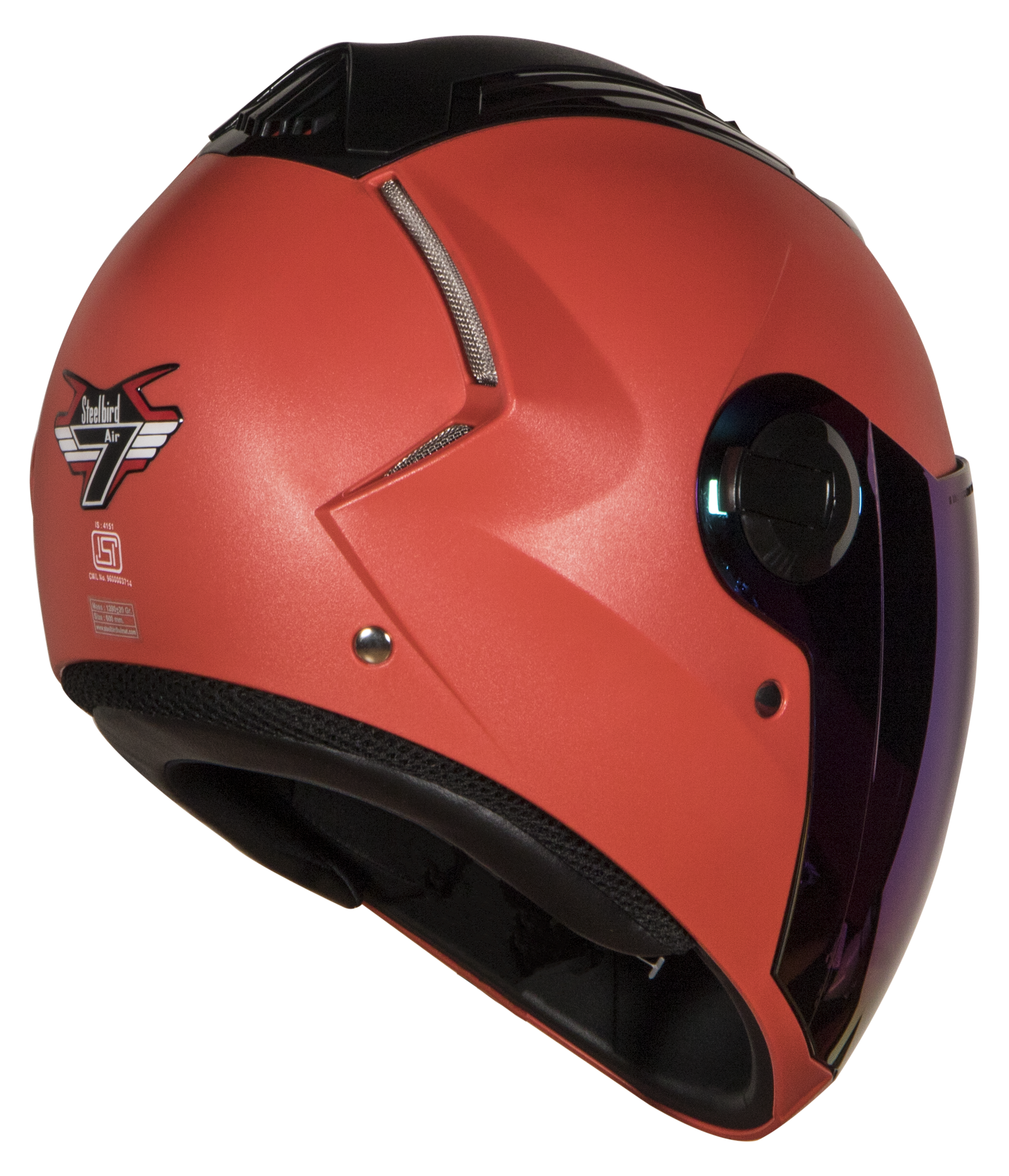 Steelbird SBA-2 Dashing 7Wings ISI Certified Full Face Helmet Helmet (Dashing Red With Chrome Blue Visor)
