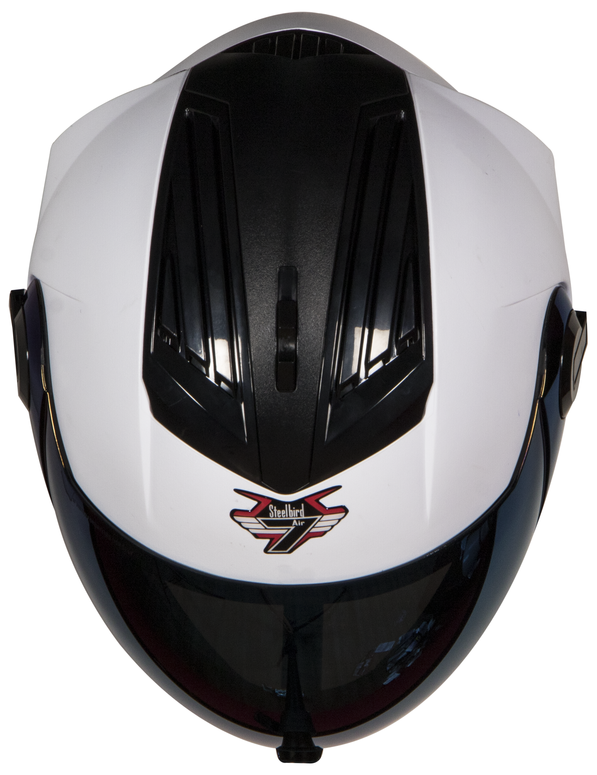 Steelbird SBA-2 Dashing 7Wings ISI Certified Full Face Helmet Helmet (Dashing White With Chrome Blue Visor)