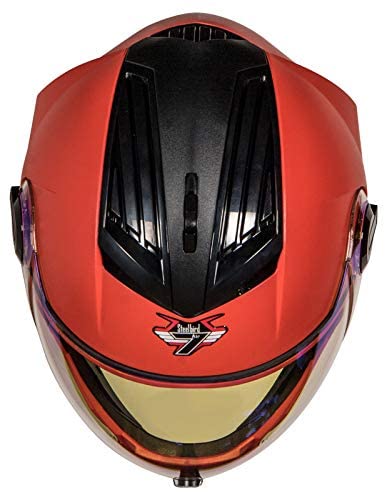 Steelbird SBA-2 Dashing 7Wings ISI Certified Full Face Helmet Helmet (Dashing Red With Night Vision Blue Visor)