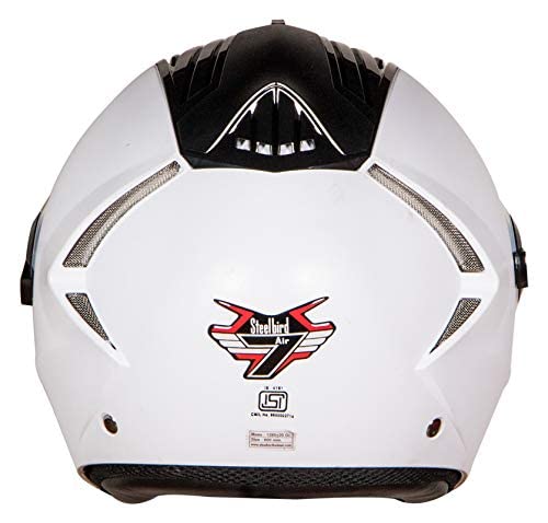 Steelbird SBA-2 Dashing 7Wings ISI Certified Full Face Helmet Helmet (Dashing White With Night Vision Rainbow Visor)