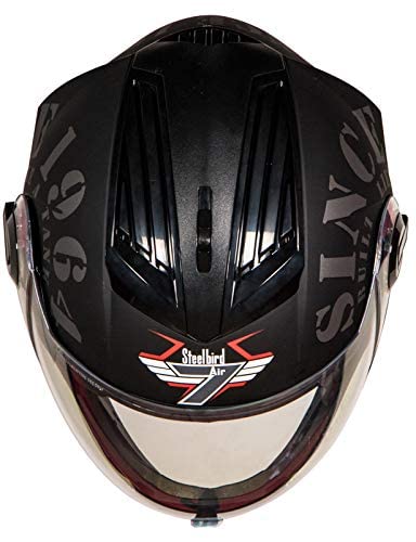 Steelbird SBA-2 Tank ISI Certified Full Face Helmet For Men And Womens (Matt Black Grey With Night Vision Gold Visor)