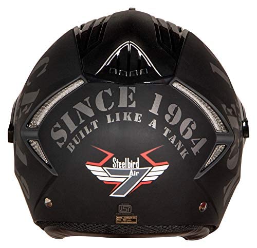 Steelbird SBA-2 Tank ISI Certified Full Face Helmet For Men And Womens (Matt Black Grey With Night Vision Gold Visor)