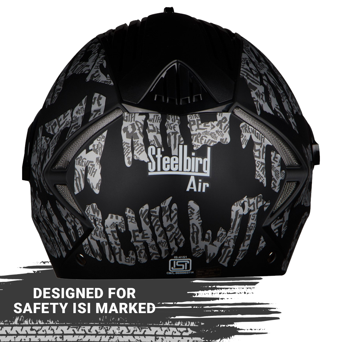 Steelbird SBA-2 Strength Stylish Bike Full Face Helmet (Matt Black Silver With Chrome Silver Visor)