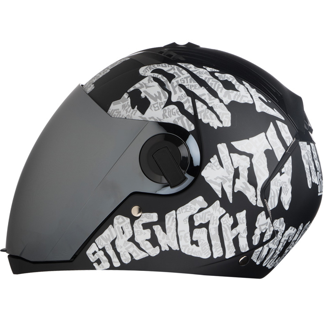 Steelbird SBA-2 Strength Stylish Bike Full Face Helmet (Matt Black White With Chrome Silver Visor)