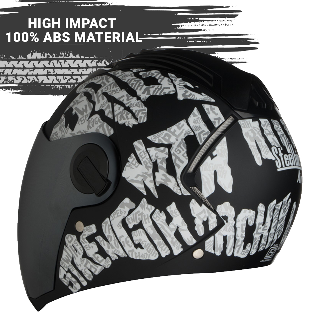 Steelbird SBA-2 Strength Stylish Bike Full Face Helmet (Matt Black White With Chrome Silver Visor)