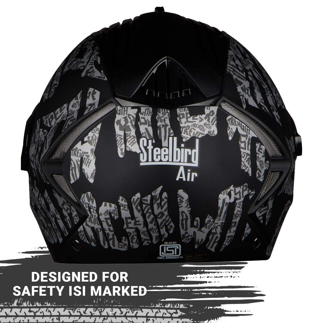 Steelbird SBA-2 Strength Stylish Bike Full Face Helmet (Matt Black Silver With Night Vision Rainbow Visor)