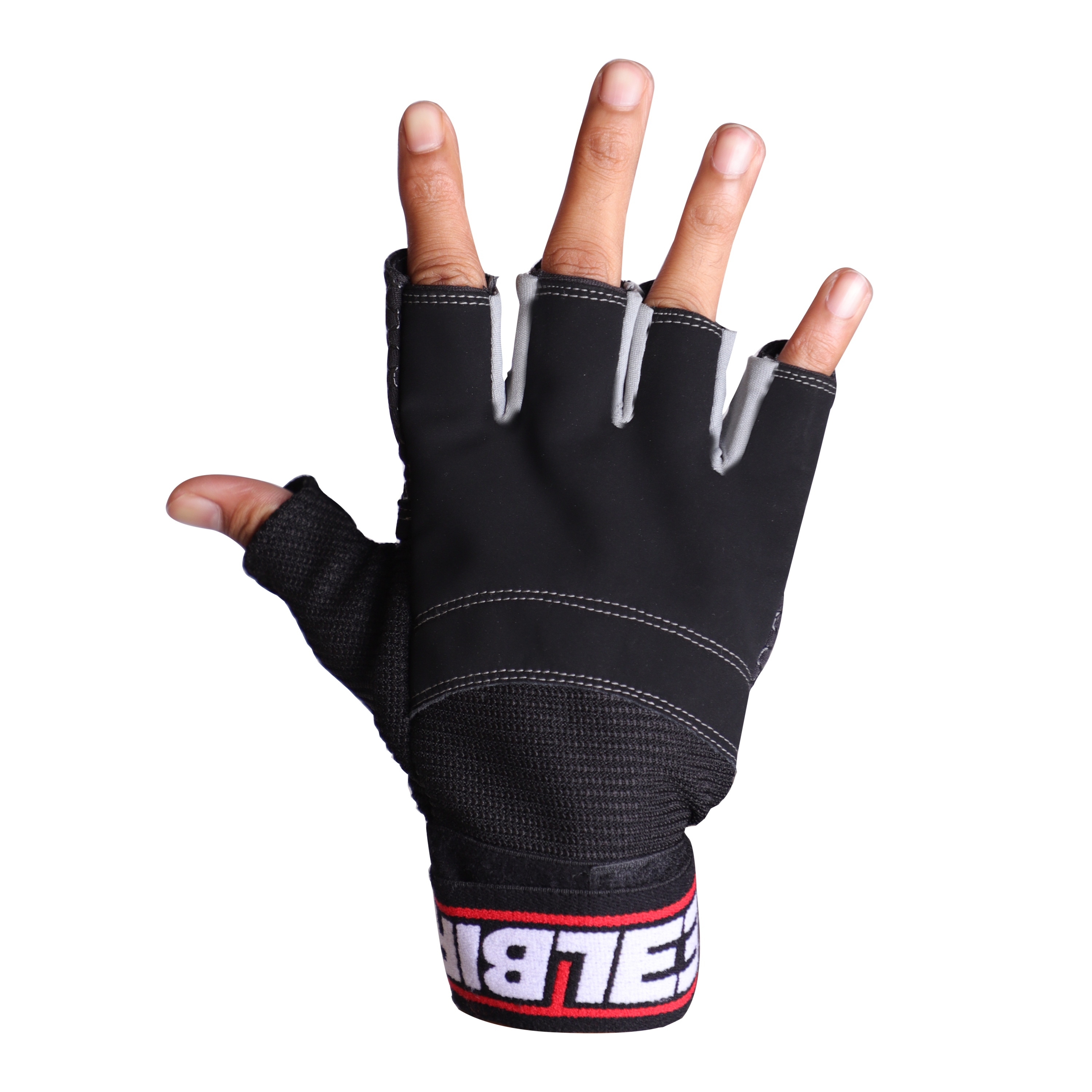 HALF FINGER DUAL TONE MULTI-PURPOSE GLOVES BLACK/GREY