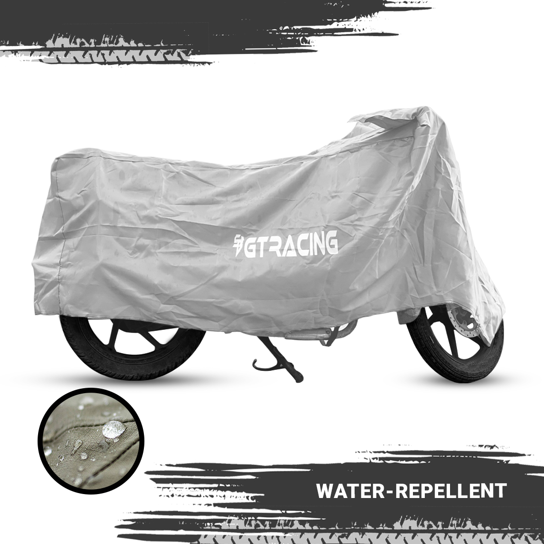 Steelbird Bike Cover GT Racing UV Protection Water-Resistant & Dustproof (Silver Matty), Bike Body Cover With Carry Bag (All Bikes Upto Pulsar 180cc Size)