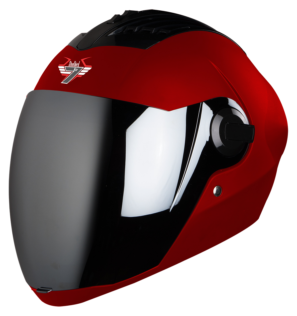 Steelbird SBA-2 7Wings ISI Certified Full Face Helmet (Matt Roso Dragon With Chrome Silver Visor)