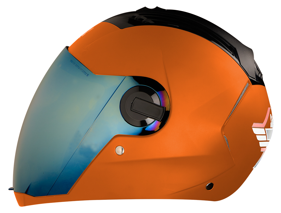 Steelbird SBA-2 7Wings ISI Certified Full Face Helmet (Matt Ktm Orange With Chrome Gold Visor)