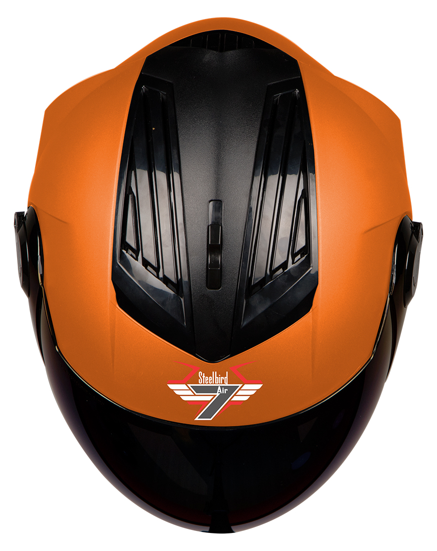 Steelbird SBA-2 7Wings ISI Certified Full Face Helmet (Matt Ktm Orange With Chrome Gold Visor)