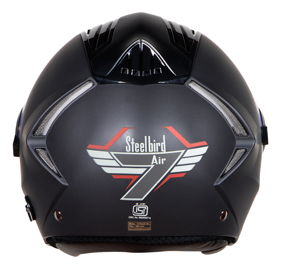 Steelbird SBA-2 7Wings ISI Certified Full Face Helmet (Matt Axis Grey With Chrome Blue Visor)