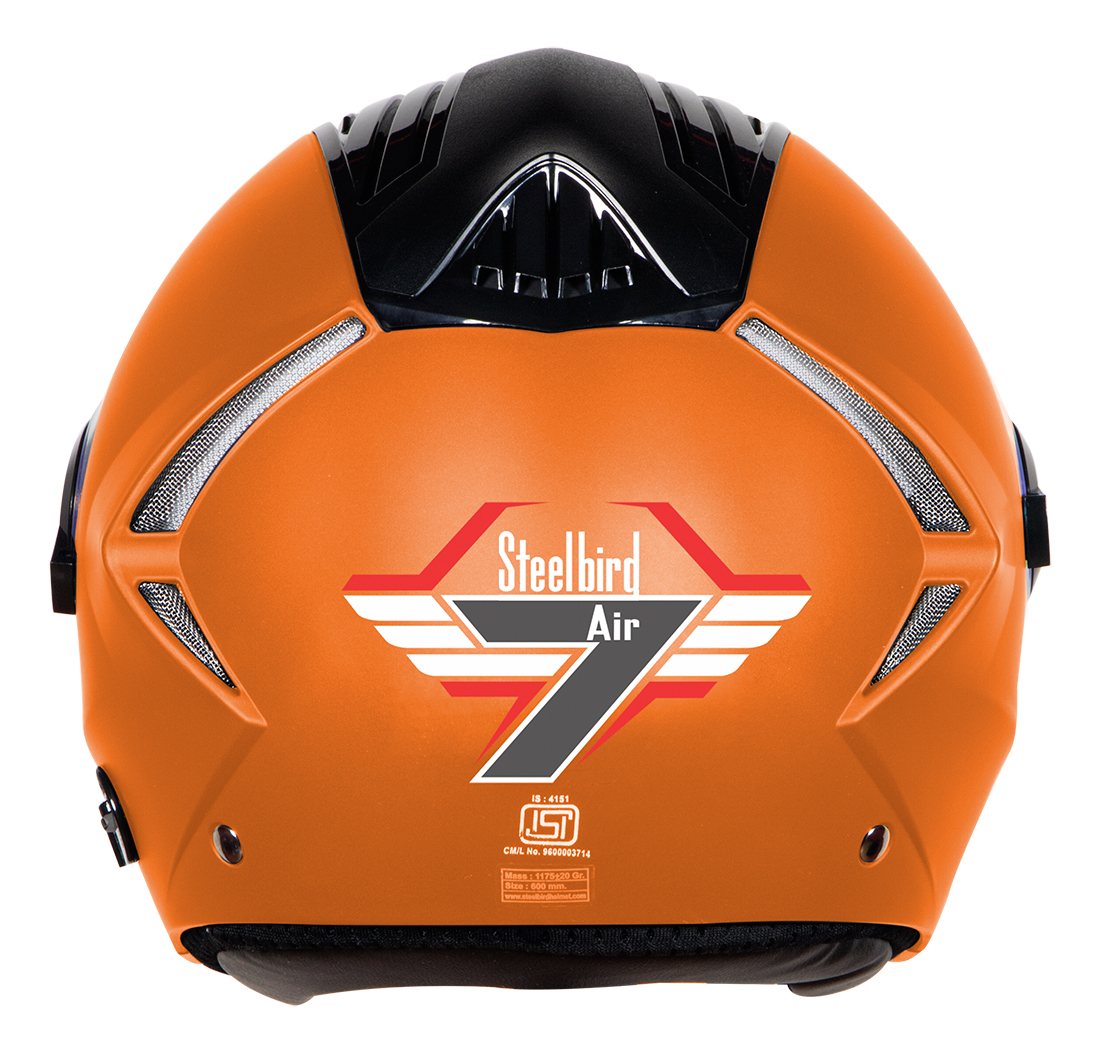 Steelbird SBA-2 7Wings ISI Certified Full Face Helmet (Matt Ktm Orange With Chrome Blue Visor)
