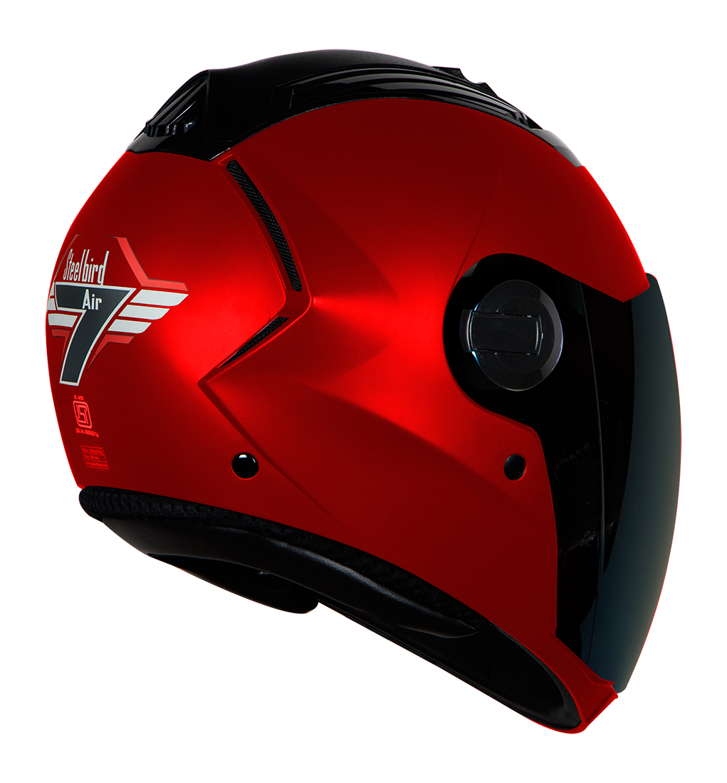 Steelbird SBA-2 7Wings ISI Certified Full Face Helmet (Matt Roso Dragon With Chrome Blue Visor)