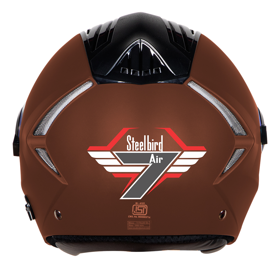 Steelbird SBA-2 7Wings ISI Certified Full Face Helmet (Matt Royal Brown With Chrome Blue Visor)