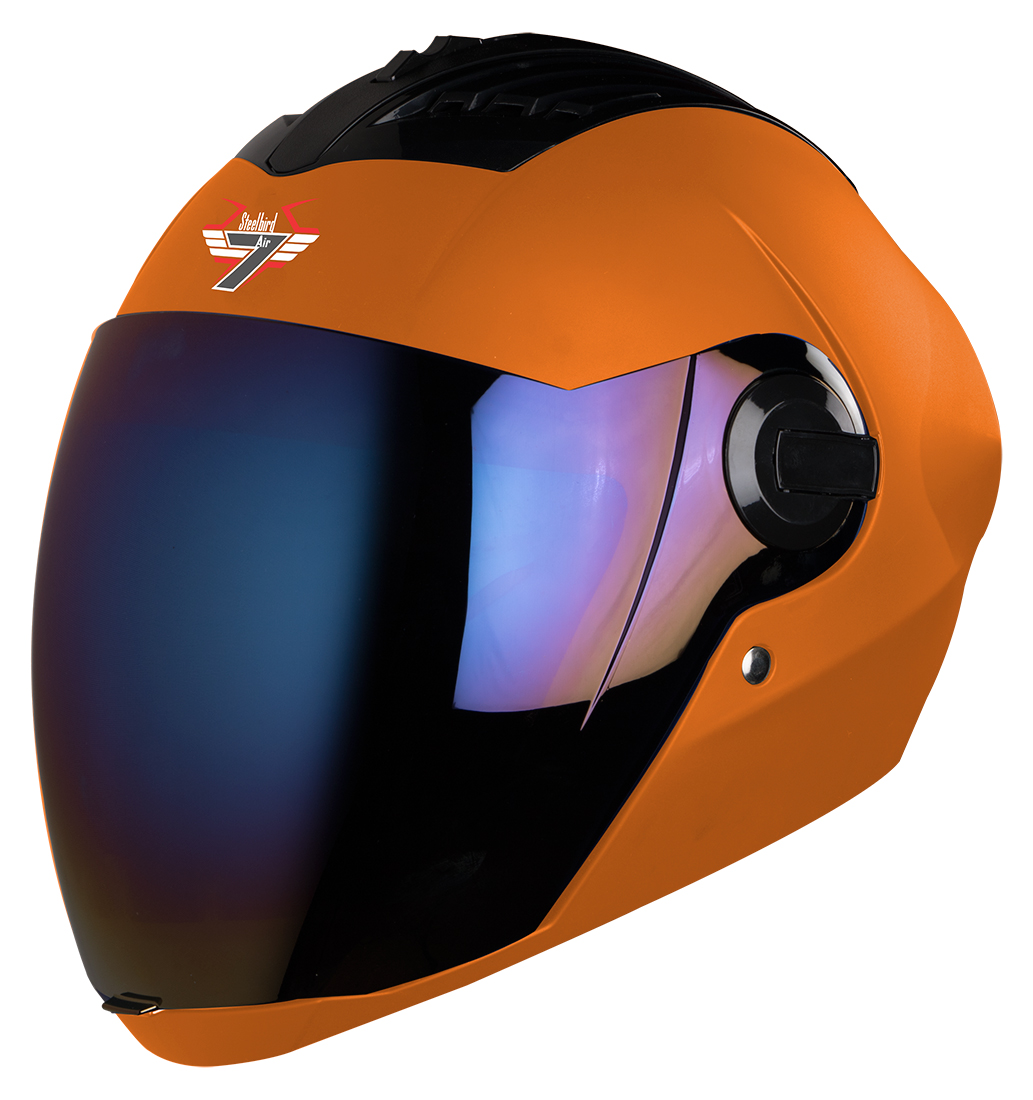 Steelbird SBA-2 7Wings ISI Certified Full Face Helmet (Matt Ktm Orange With Chrome Rainbow Visor)