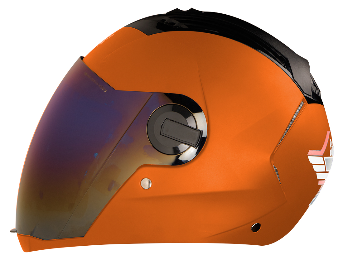 Steelbird SBA-2 7Wings ISI Certified Full Face Helmet (Matt Ktm Orange With Chrome Rainbow Visor)
