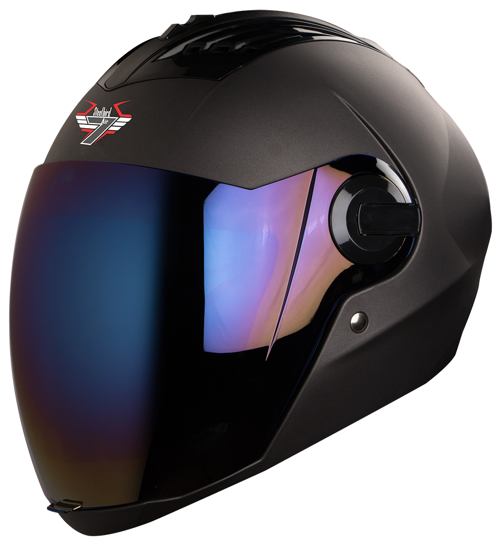 Steelbird SBA-2 7Wings ISI Certified Full Face Helmet (Matt Axis Grey With Chrome Rainbow Visor)