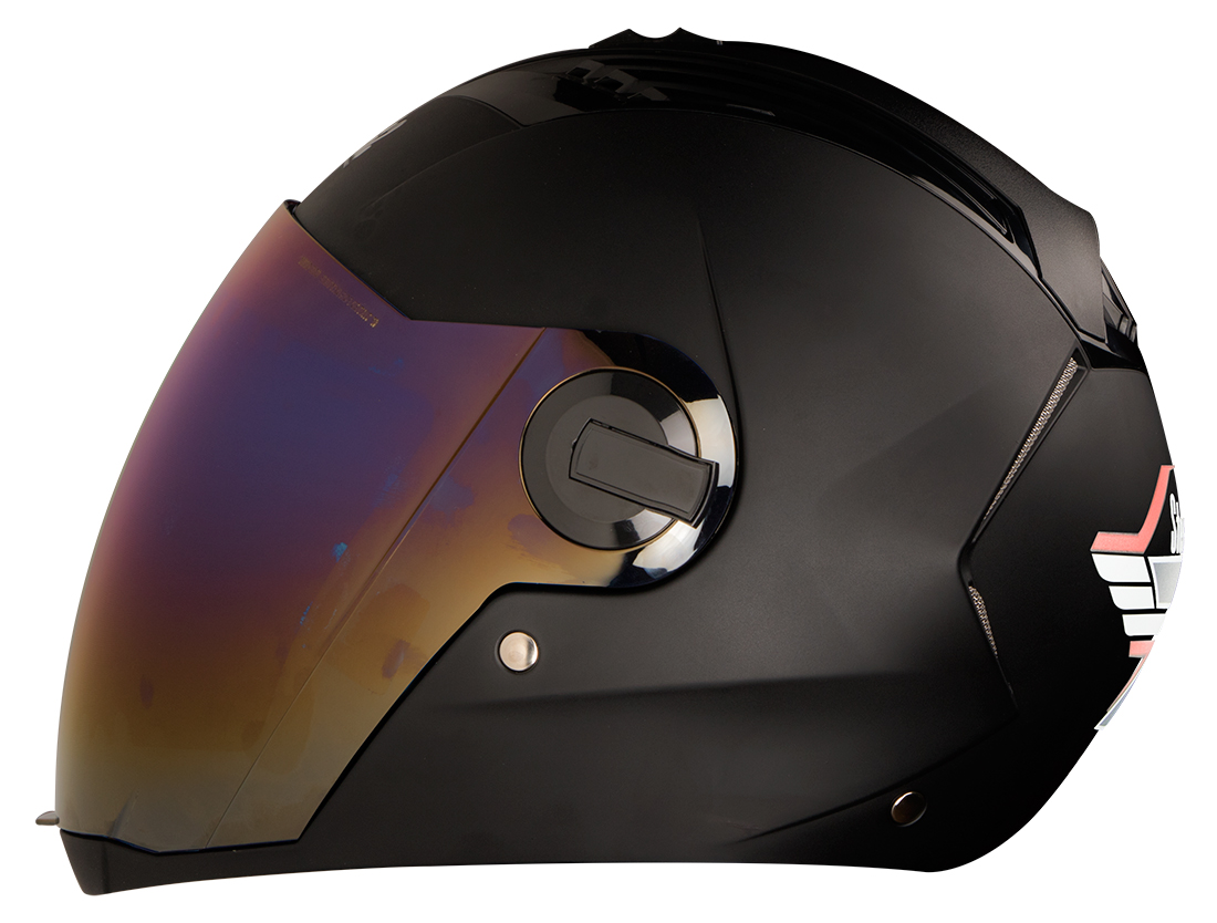 Steelbird SBA-2 7Wings ISI Certified Full Face Helmet (Matt Nero Volcano With Chrome Rainbow Visor)