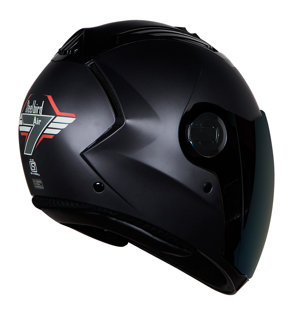 Steelbird SBA-2 7Wings ISI Certified Full Face Helmet (Matt Nero Volcano With Chrome Rainbow Visor)