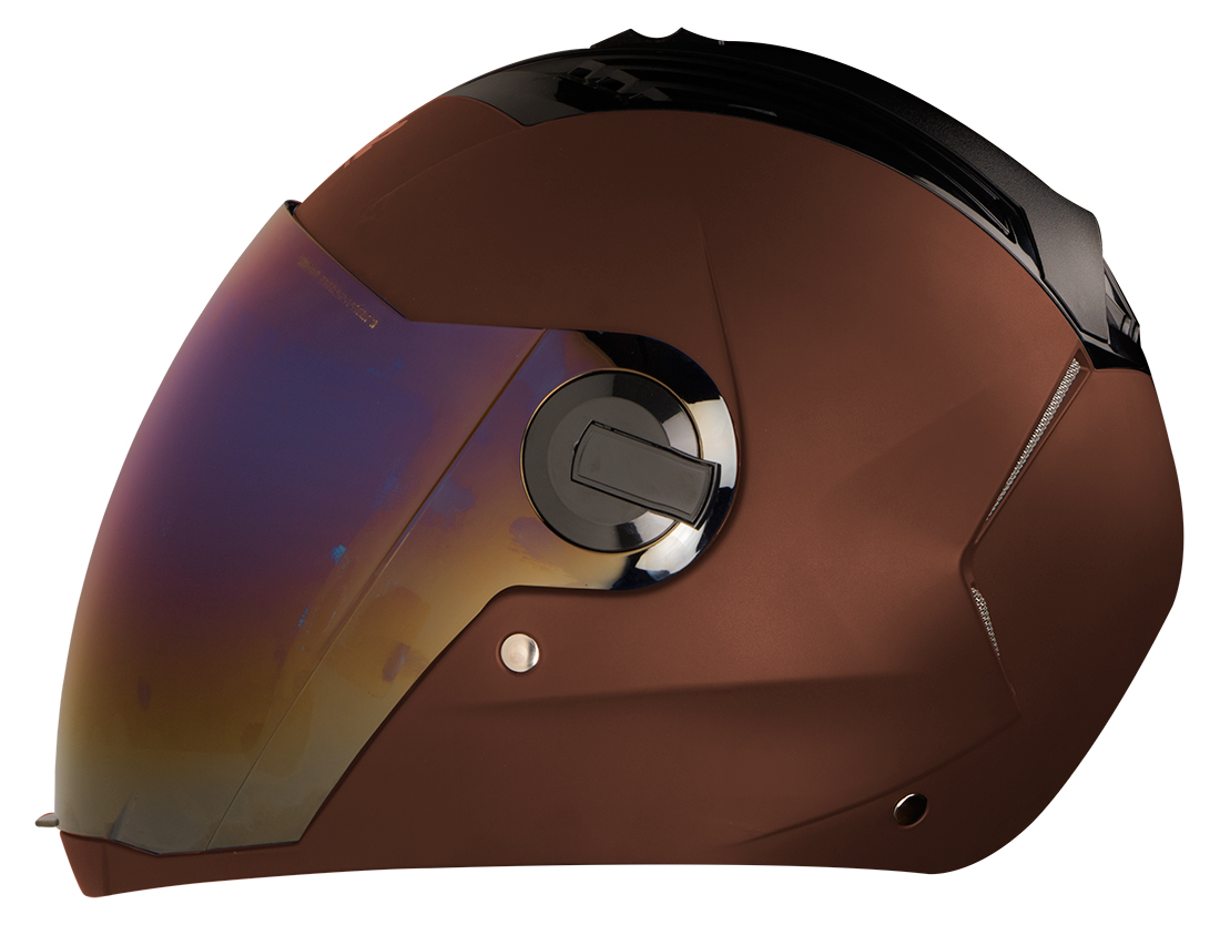 Steelbird SBA-2 7Wings ISI Certified Full Face Helmet (Matt Royal Brown With Chrome Rainbow Visor)