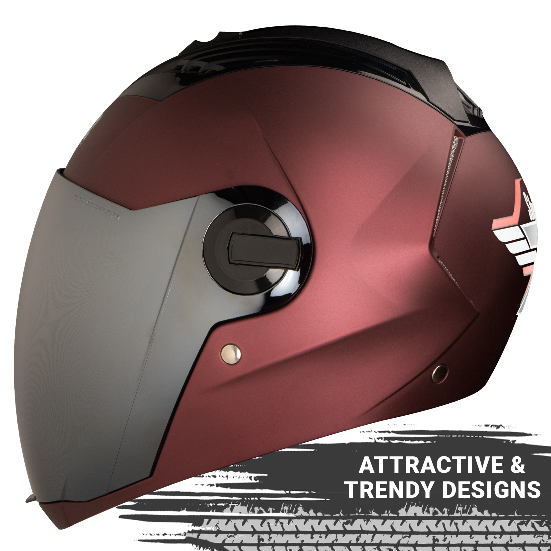 Steelbird SBA-2 7Wings ISI Certified Full Face Helmet (Matt Maroon With Chrome Silver Visor)