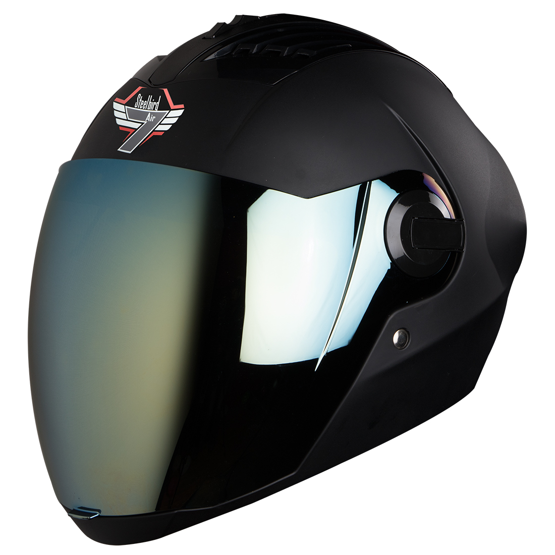 Steelbird SBA-2 7Wings ISI Certified Full Face Helmet (Matt Black With Chrome Gold Visor)