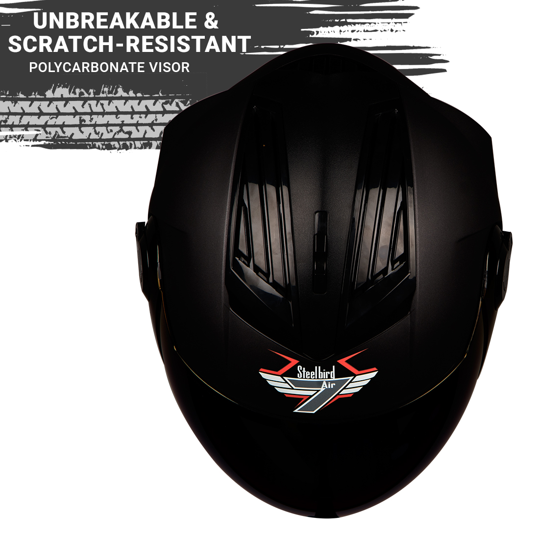 Steelbird SBA-2 7Wings ISI Certified Full Face Helmet (Matt Black With Chrome Gold Visor)