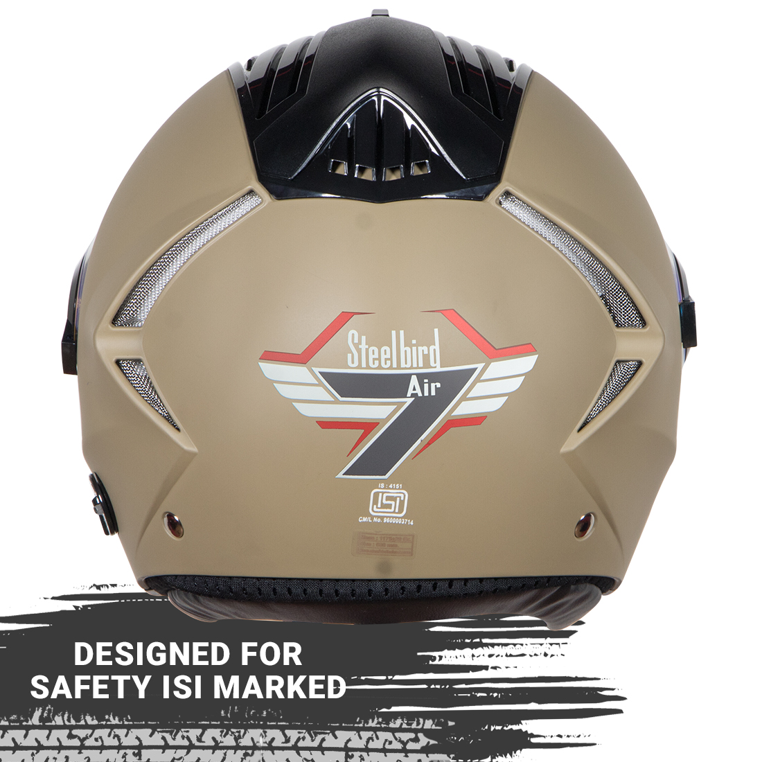 Steelbird SBA-2 7Wings ISI Certified Full Face Helmet (Matt Desert Storm With Chrome Gold Visor)