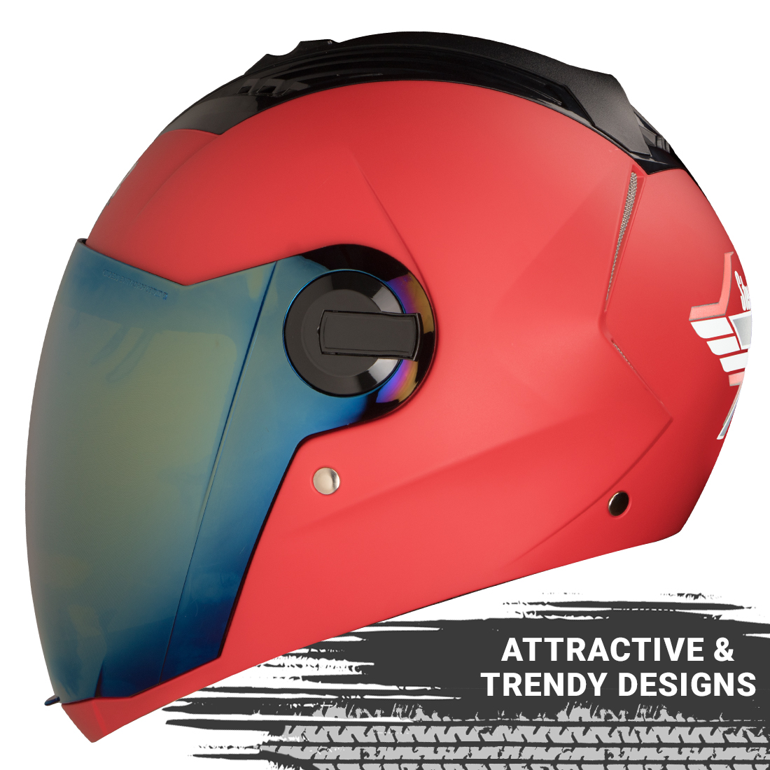 Steelbird SBA-2 7Wings ISI Certified Full Face Helmet (Matt Sports Red With Chrome Gold Visor)