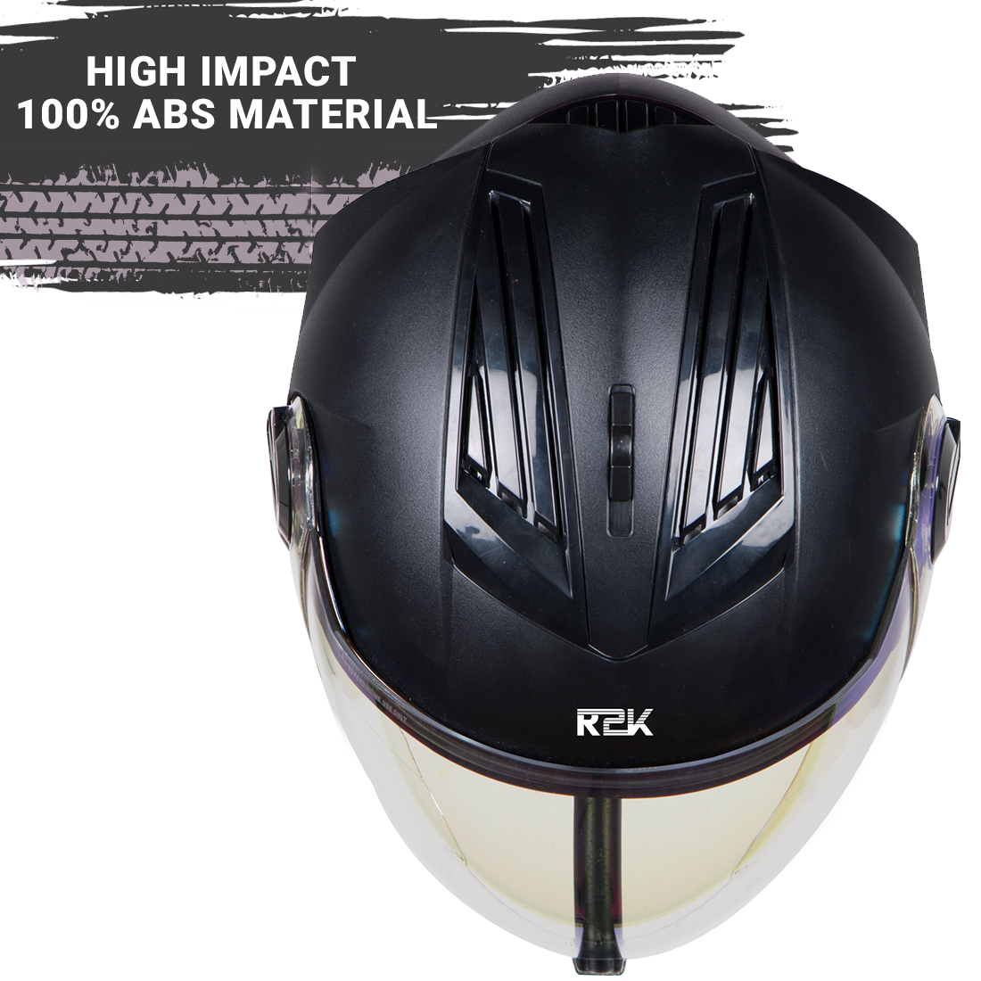 Steelbird SBA-3 R2K Classic Open Face Helmet (Black With Clear Visor)