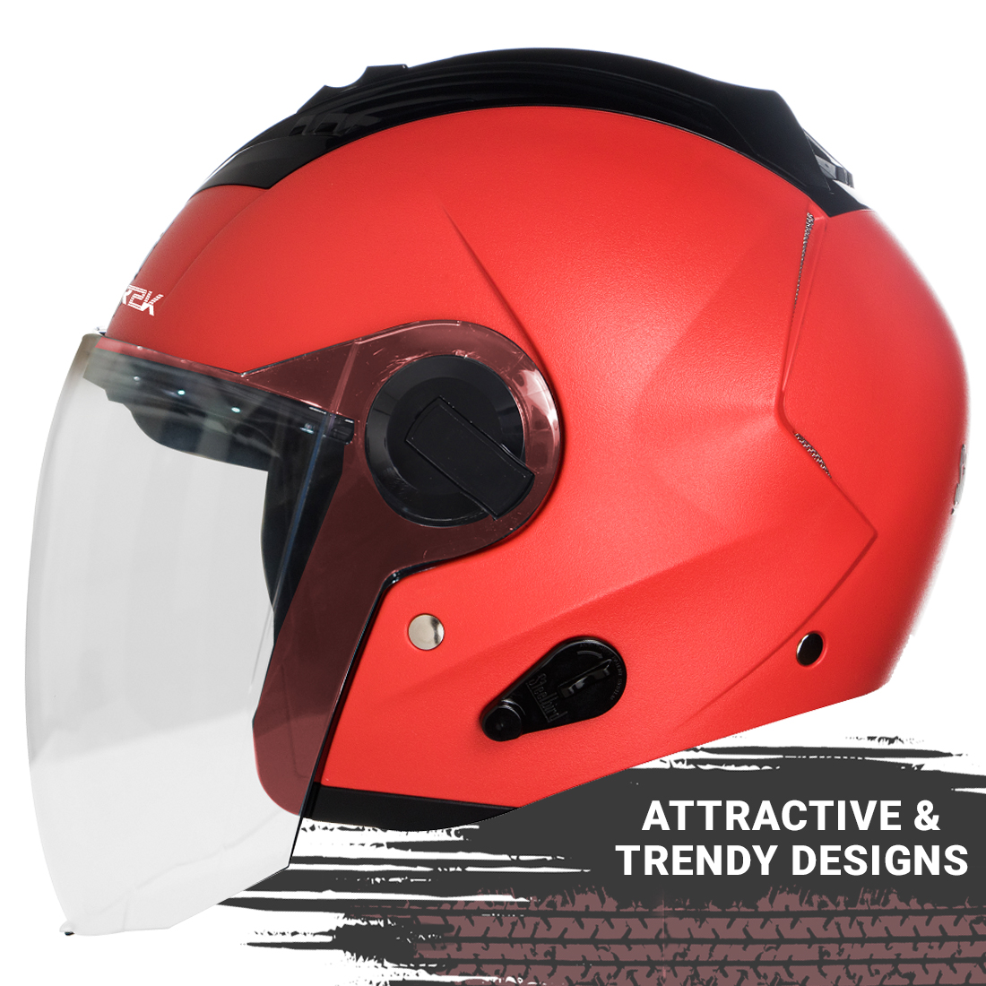 Steelbird SBA-3 R2K Classic Open Face Helmet (Red With Clear Visor)