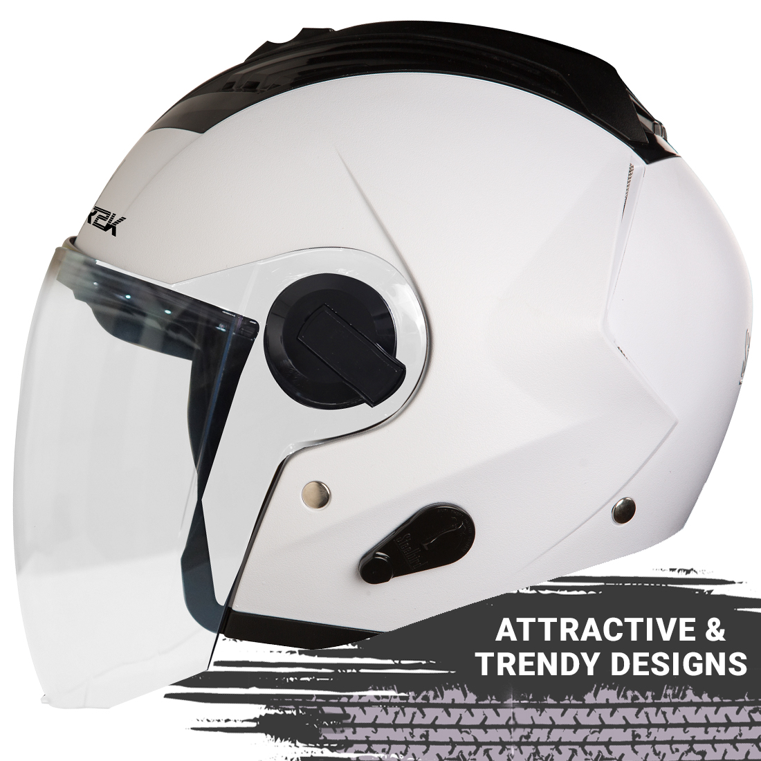 Steelbird SBA-3 R2K Classic Open Face Helmet (White With Clear Visor)