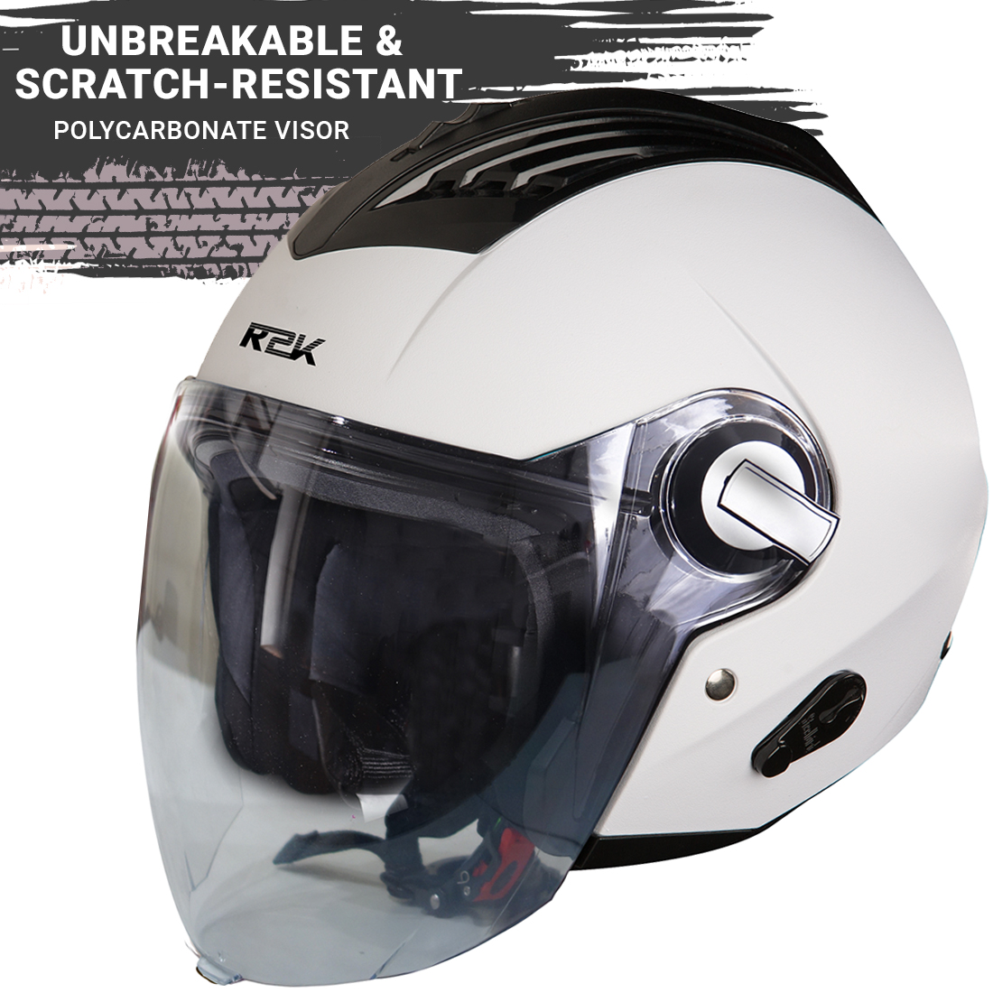 Steelbird SBA-3 R2K Classic Open Face Helmet (White With Clear Visor)
