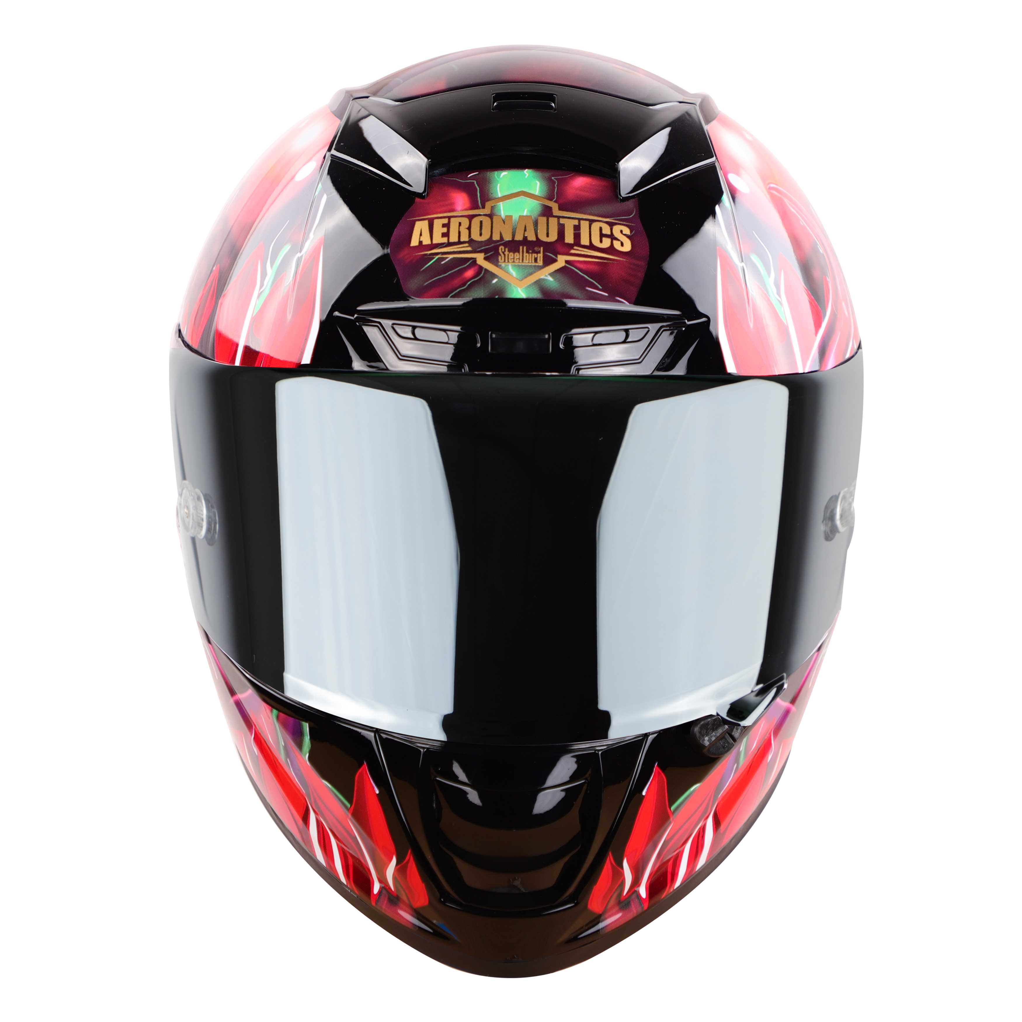 SA-2 FANTASY GOLSSY BLACK WITH RED (FITTED WITH CLEAR VISOR EXTRA SILVER CHROME VISOR FREE & WITH ANTI-FOG SHIELD HOLDER)