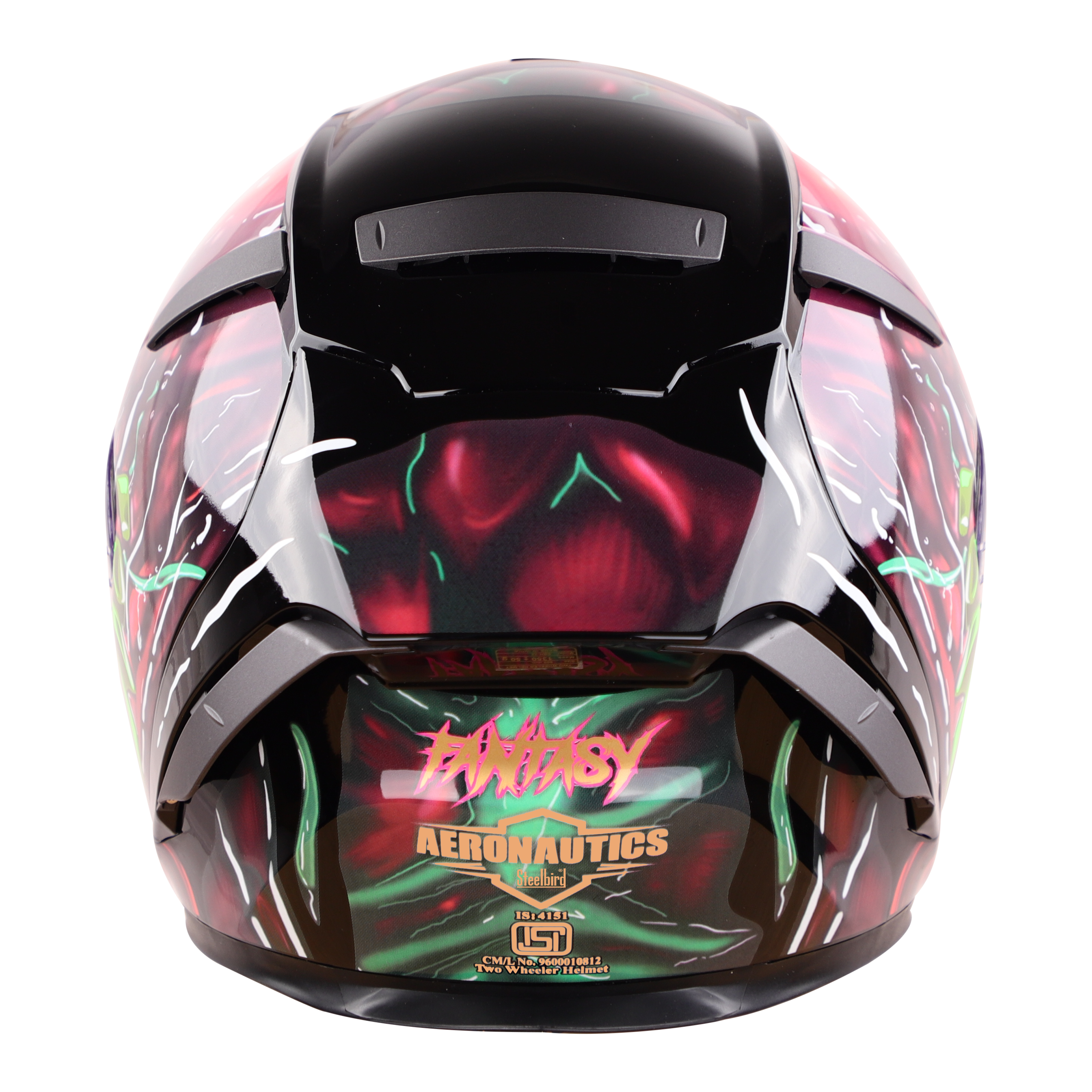 SA-2 FANTASY GLOSSY BLACK WITH GREEN (FITTED WITH CLEAR VISOR EXTRA RAINBOW CHROME VISOR FREE & WITH ANTI-FOG SHIELD HOLDER)