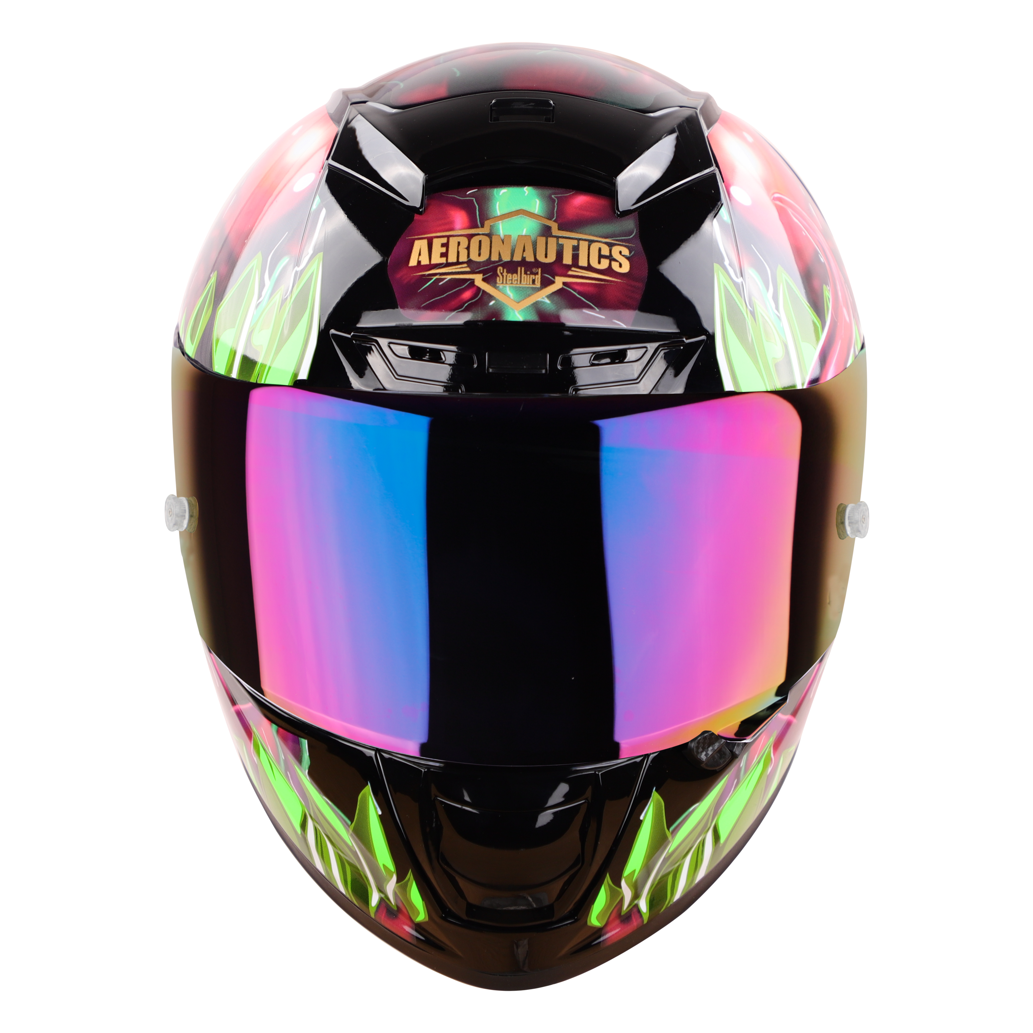 SA-2 FANTASY MAT BLACK WITH GREEN (FITTED WITH CLEAR VISOR EXTRA RAINBOW CHROME VISOR FREE & WITH ANTI-FOG SHIELD HOLDER)