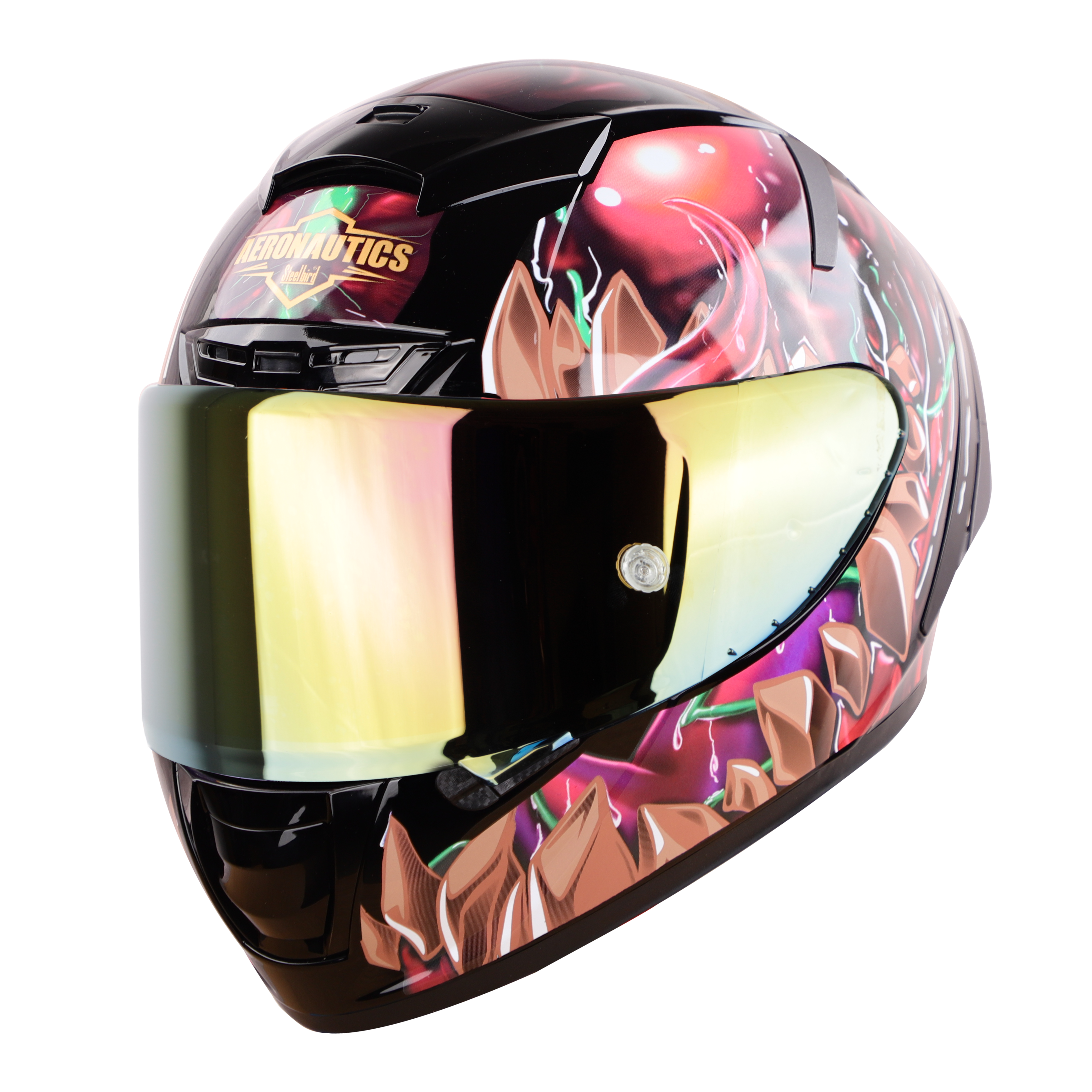 SA-2 FANTASY MAT BLACK WITH COPPER (FITTED WITH CLEAR VISOR EXTRA GOLD CHROME VISOR FREE & WITH ANTI-FOG SHIELD HOLDER)