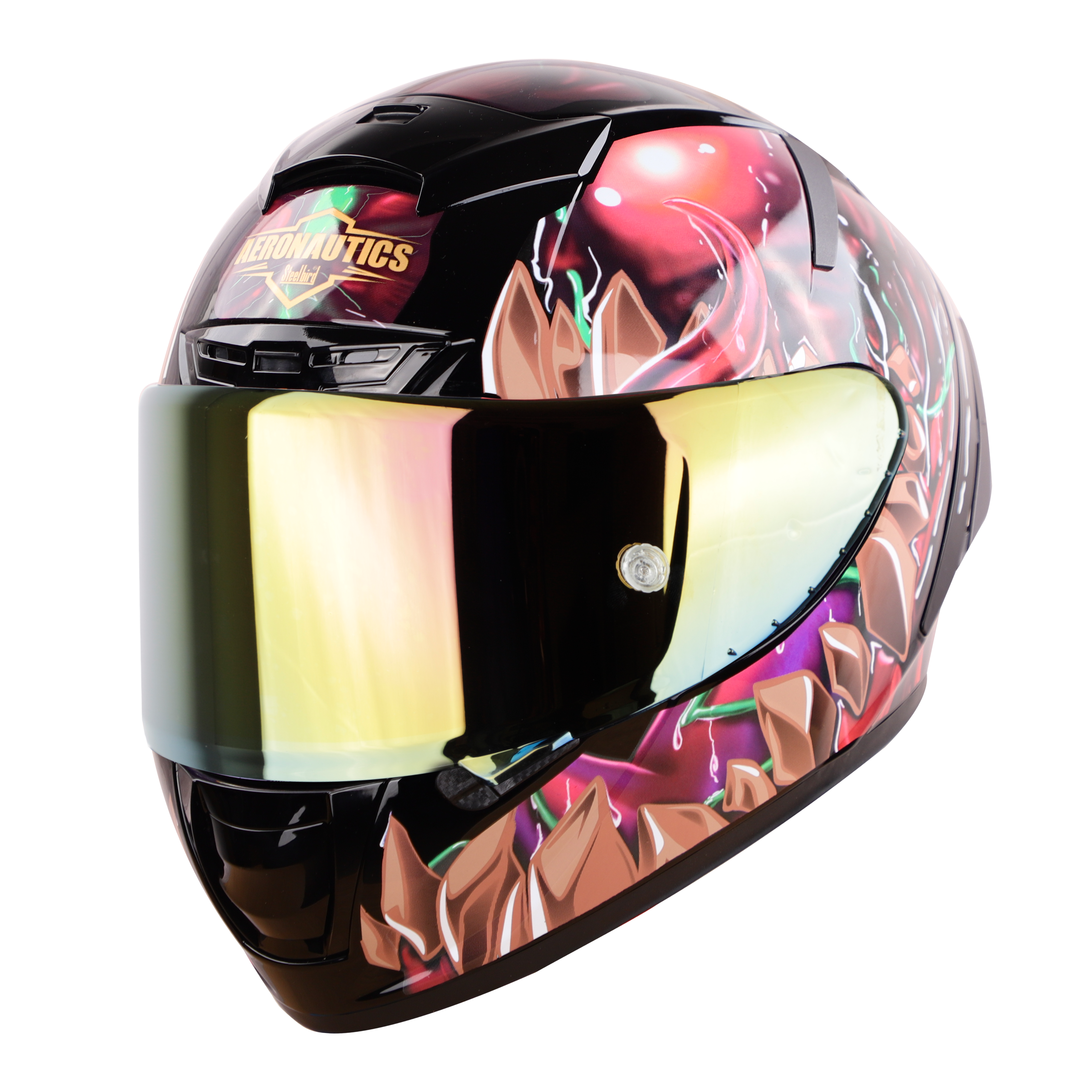 SA-2 FANTASY GLOSSY BLACK WITH COPPER (FITTED WITH CLEAR VISOR EXTRA GOLD CHROME VISOR FREE & WITH ANTI-FOG SHIELD HOLDER)